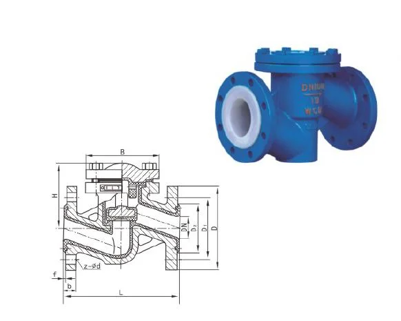 Ductile Iron/Cast Iron Pn1.0 Pn1.6MPa PTFE Lined H41 Check Valve