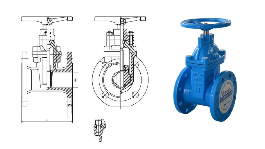 Ductile Iron/Wcb/Stainless Steel Industrial Control Gate Valve with Resilient Seating